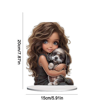 Acrylic Little Girl Diamond Painting Tabletop Ornament Kit for Home Office Decor