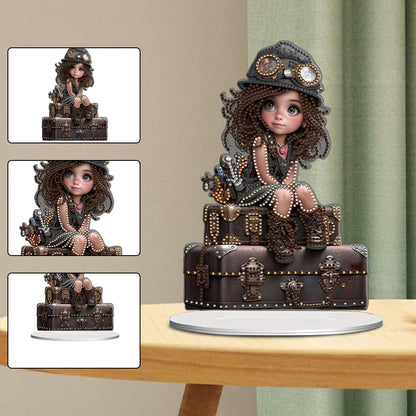 Acrylic Little Girl Diamond Painting Tabletop Ornament Kit for Home Office Decor