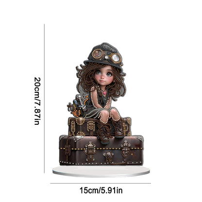 Acrylic Little Girl Diamond Painting Tabletop Ornament Kit for Home Office Decor