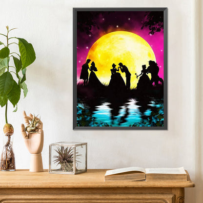 Silhouette--Dancing Princess And Prince - Full Round Drill Diamond Painting 30*40CM
