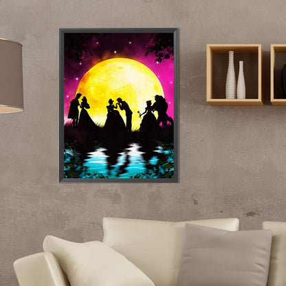 Silhouette--Dancing Princess And Prince - Full Round Drill Diamond Painting 30*40CM