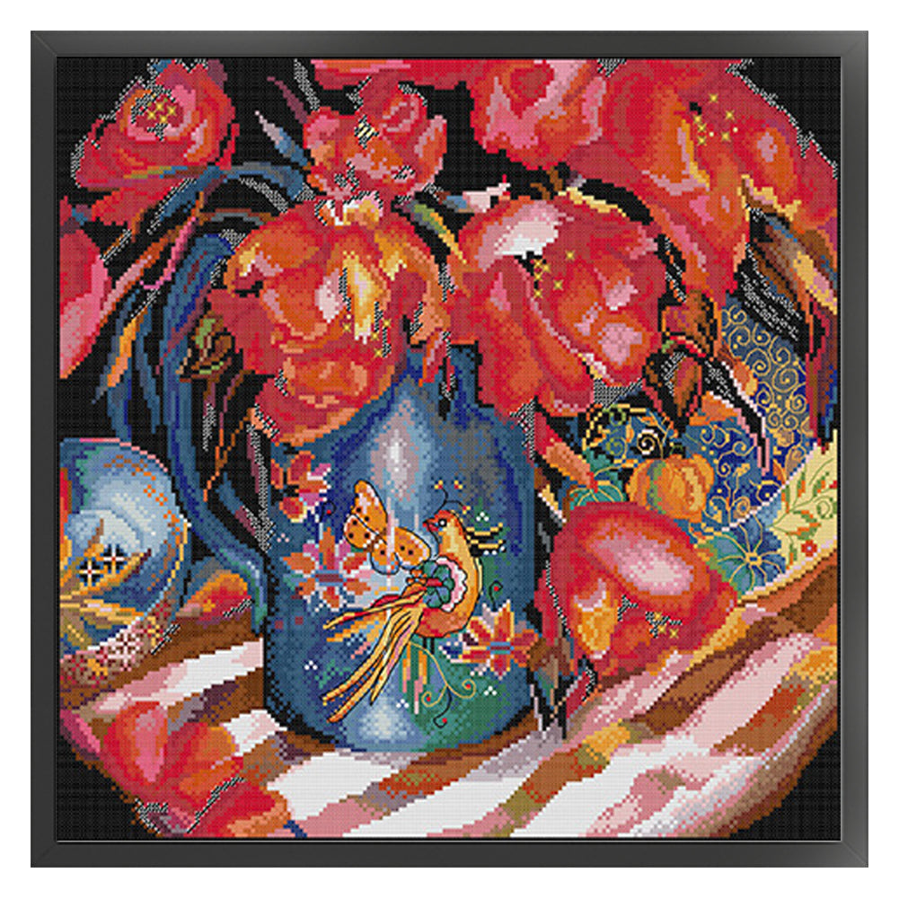 Oriental Tulip - 14CT Stamped Cross Stitch 43*41CM