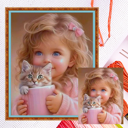 Blonde Little Girl - 14CT Counted Cross Stitch 40*50CM
