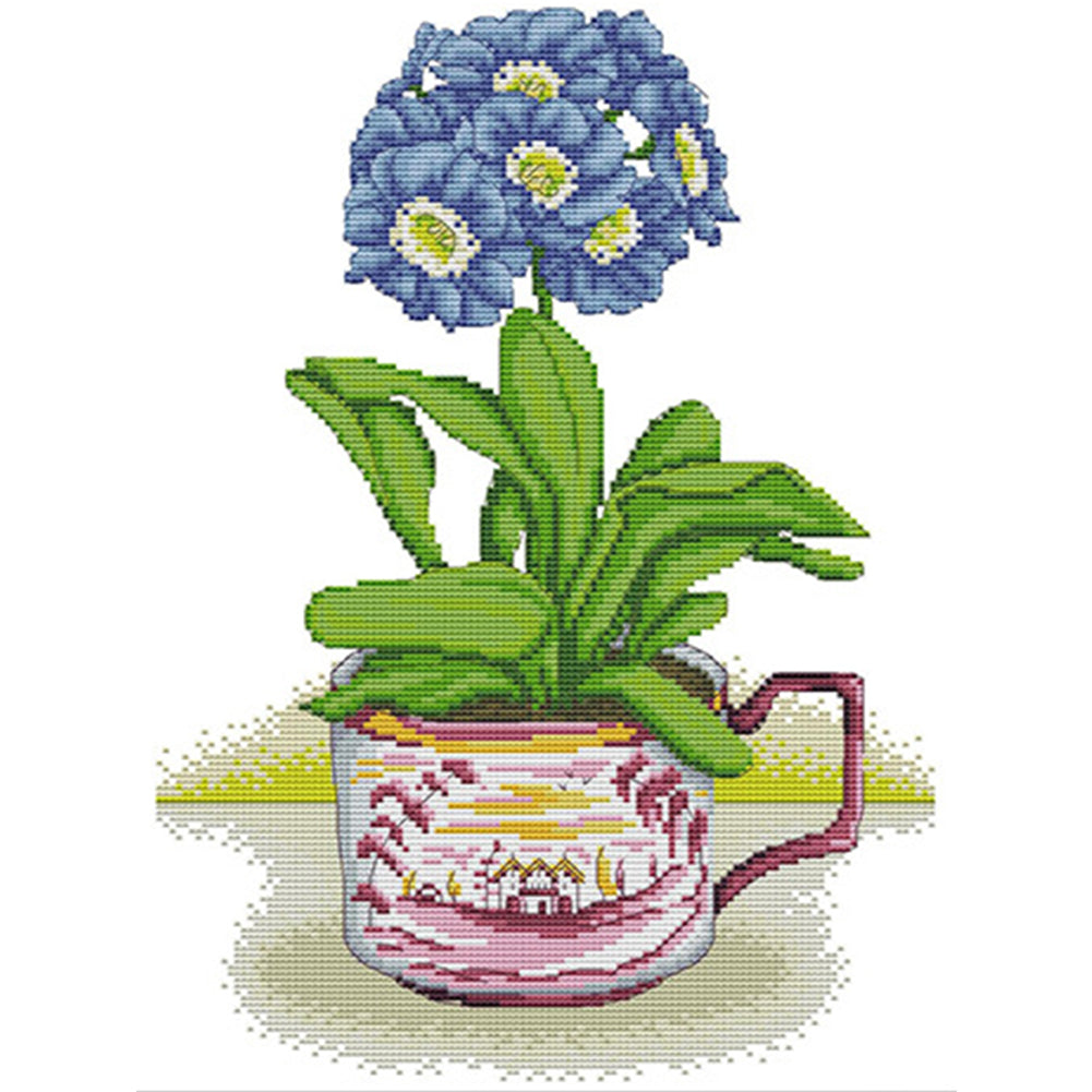 Hydrangeas In A Cup Of Joy - 14CT Stamped Cross Stitch 29*40CM(Joy Sunday)