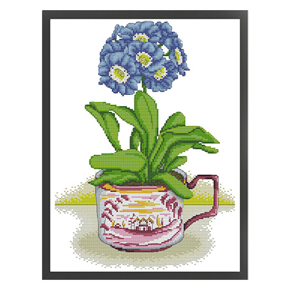 Hydrangeas In A Cup Of Joy - 14CT Stamped Cross Stitch 29*40CM(Joy Sunday)