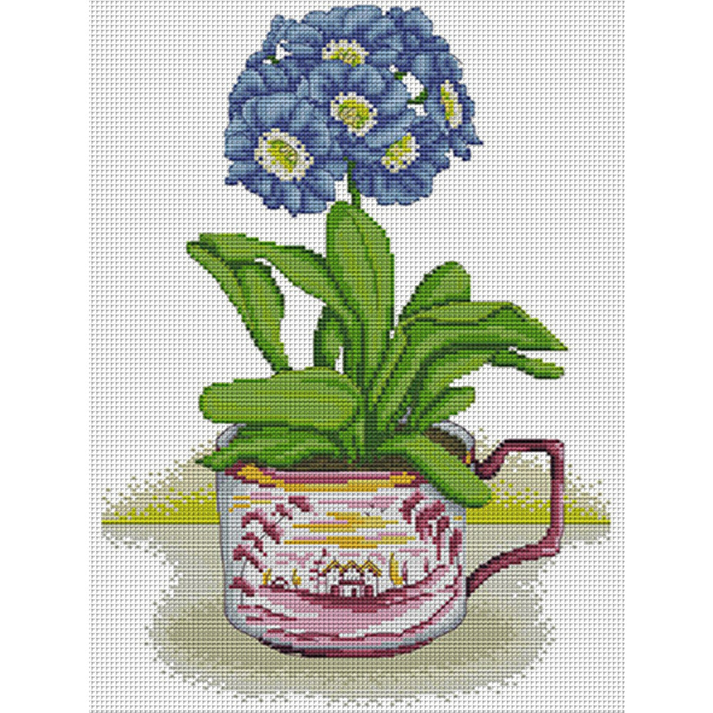 Hydrangeas In A Cup Of Joy - 14CT Stamped Cross Stitch 29*40CM(Joy Sunday)