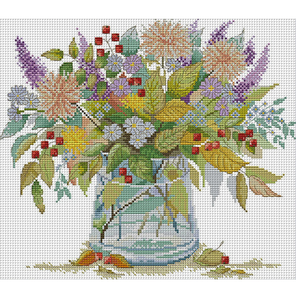 Autumn Colors - 14CT Stamped Cross Stitch 36*32CM(Joy Sunday)