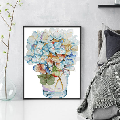 Watercolor Hydrangea - 14CT Stamped Cross Stitch 36*48CM(Joy Sunday)