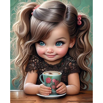 Black Hair Little Girl - 14CT Stamped Cross Stitch 40*50CM