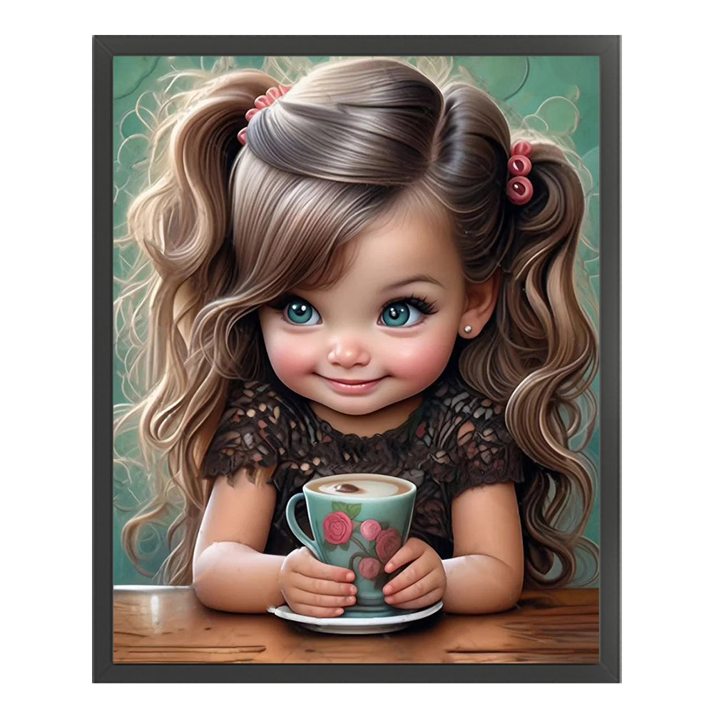 Black Hair Little Girl - 14CT Stamped Cross Stitch 40*50CM