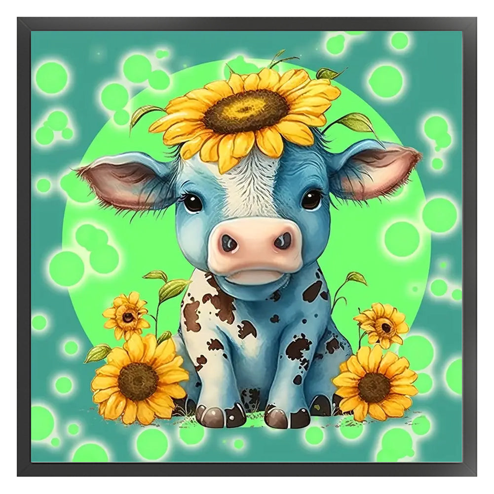 Cow And Sunflower - 11CT Stamped Cross Stitch 40*40CM