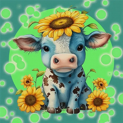 Cow And Sunflower - 11CT Stamped Cross Stitch 40*40CM