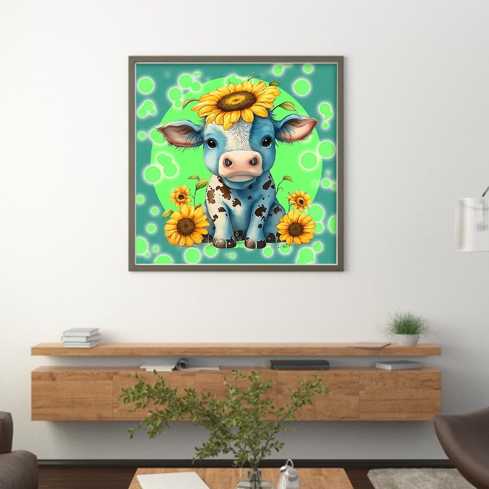 Cow And Sunflower - 11CT Stamped Cross Stitch 40*40CM