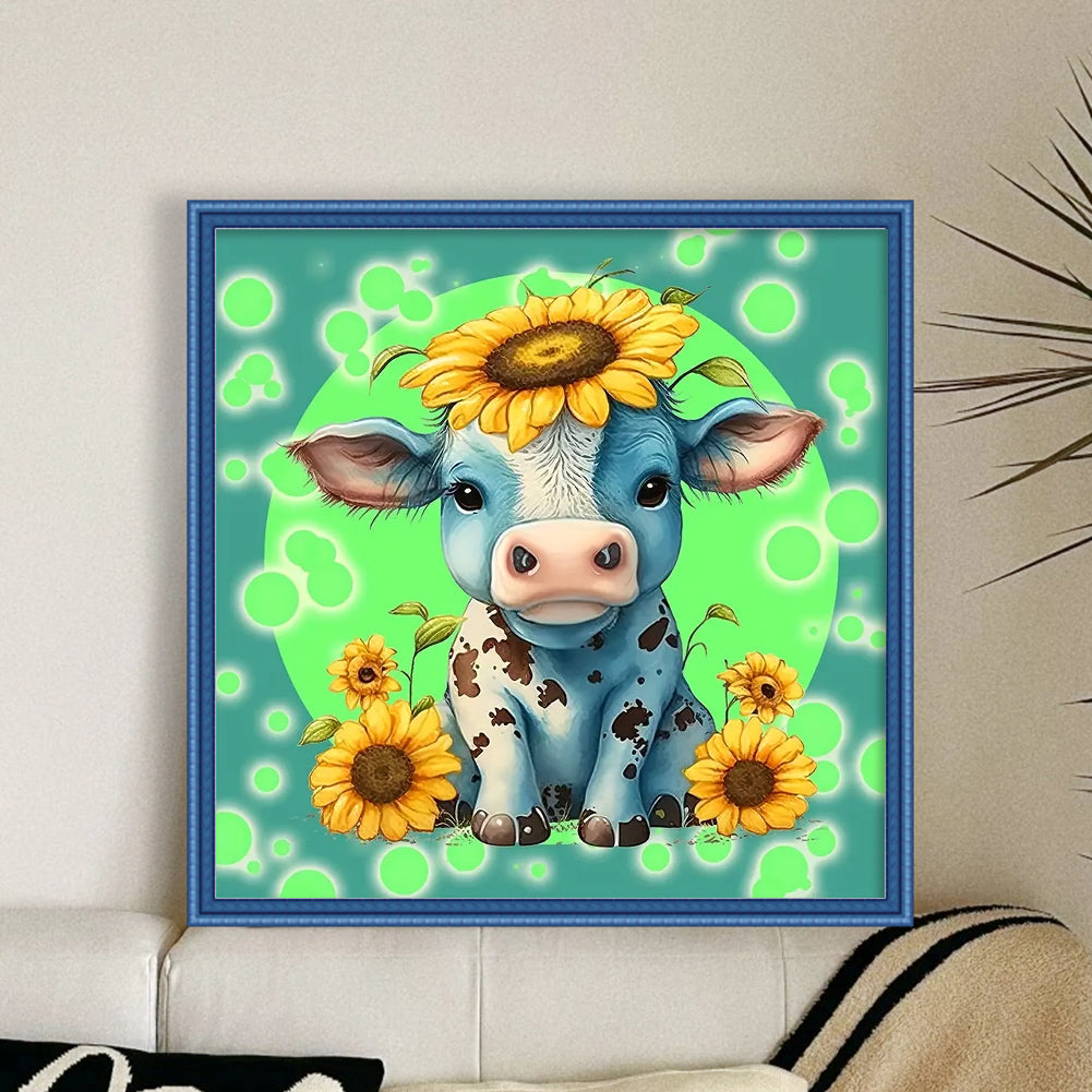 Cow And Sunflower - 11CT Stamped Cross Stitch 40*40CM