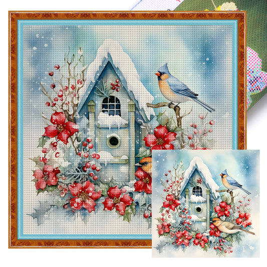 Bird House And Birds - 11CT Stamped Cross Stitch 40*40CM