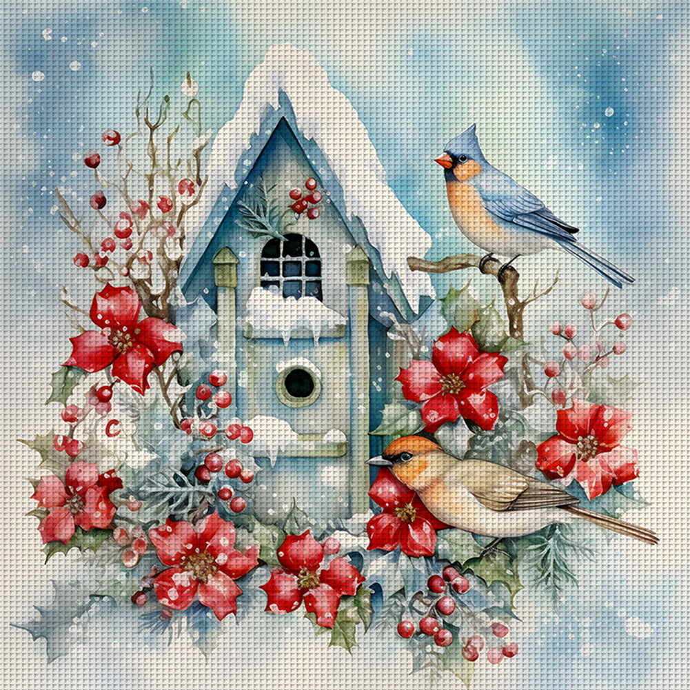 Bird House And Birds - 11CT Stamped Cross Stitch 40*40CM
