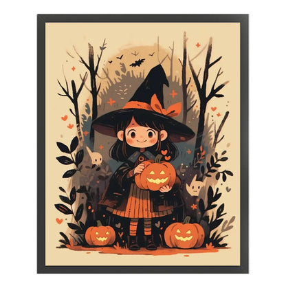 Pumpkin Little Witch - 11CT Stamped Cross Stitch 45*55CM