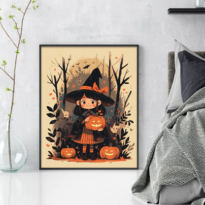 Pumpkin Little Witch - 11CT Stamped Cross Stitch 45*55CM