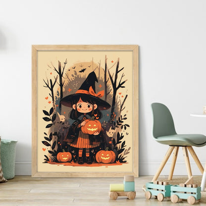 Pumpkin Little Witch - 11CT Stamped Cross Stitch 45*55CM