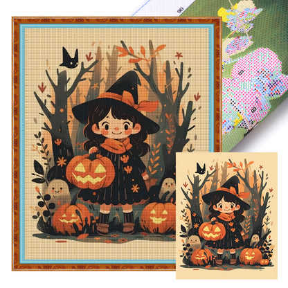 Pumpkin Little Witch - 11CT Stamped Cross Stitch 45*55CM