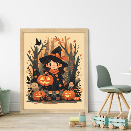 Pumpkin Little Witch - 11CT Stamped Cross Stitch 45*55CM