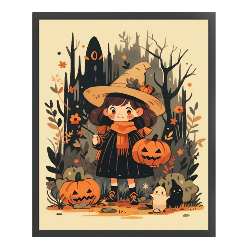 Pumpkin Little Witch - 11CT Stamped Cross Stitch 45*55CM