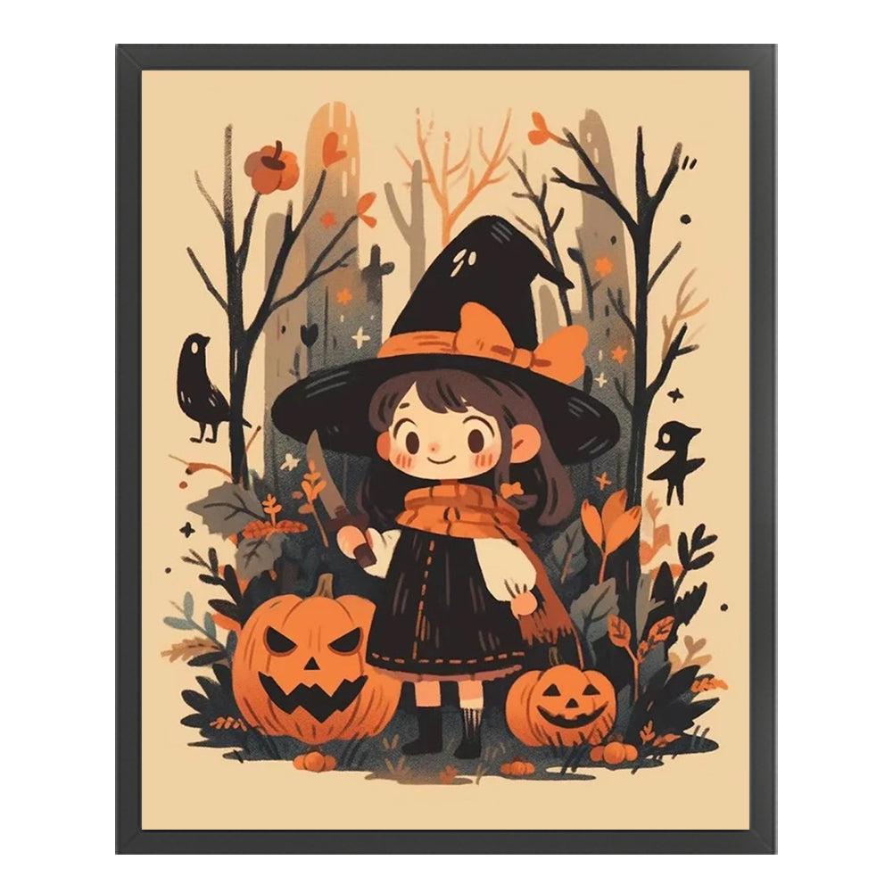 Pumpkin Little Witch - 11CT Stamped Cross Stitch 45*55CM