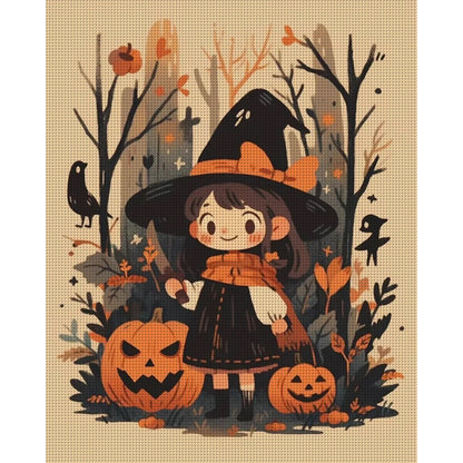 Pumpkin Little Witch - 11CT Stamped Cross Stitch 45*55CM