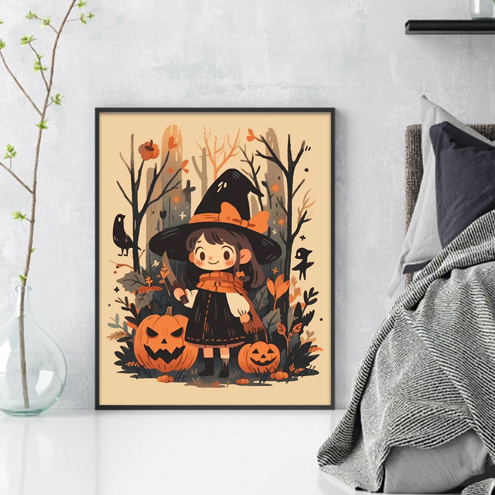 Pumpkin Little Witch - 11CT Stamped Cross Stitch 45*55CM