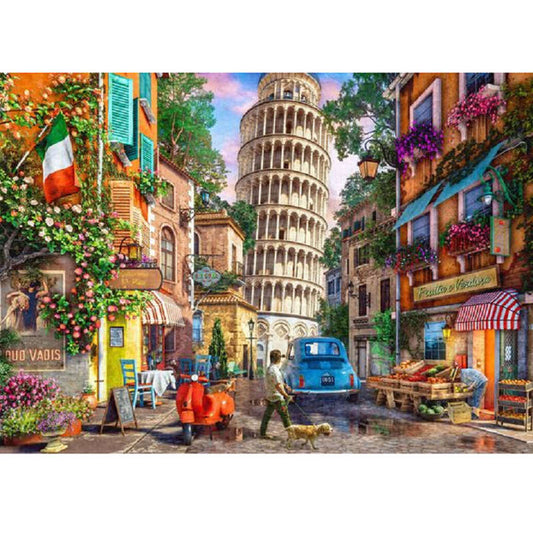 Leaning Tower Of Pisa Street - Full Square Drill Diamond Painting 40*30CM