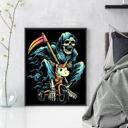 Skeleton Man Riding A Bicycle - 11CT Stamped Cross Stitch 45*55CM