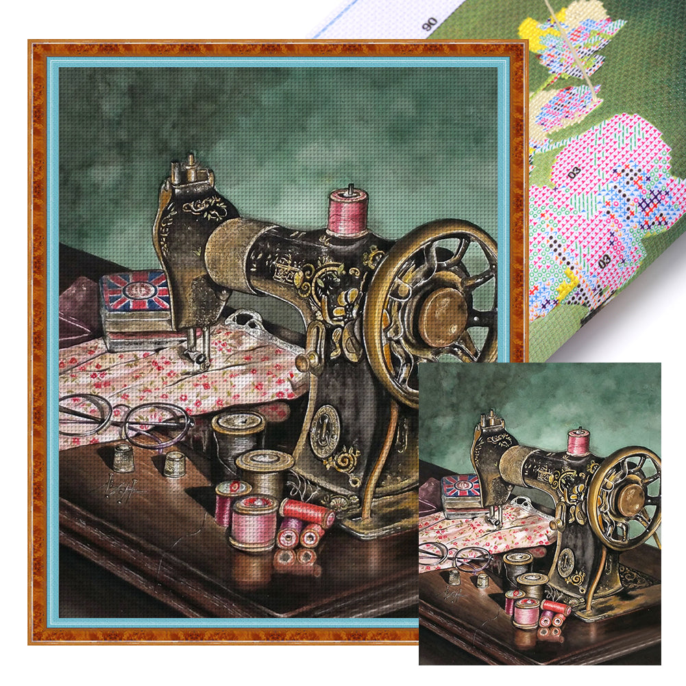 Sewing Machine - 11CT Stamped Cross Stitch 45*55CM