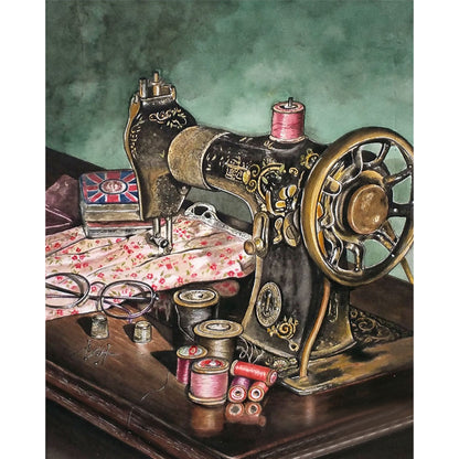 Sewing Machine - 11CT Stamped Cross Stitch 45*55CM