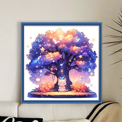 Cat Under Tree - 11CT Stamped Cross Stitch 50*50CM