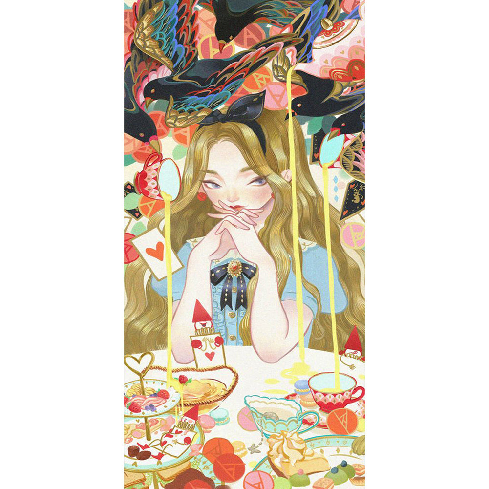 Girl Alice - Full Round Drill Diamond Painting 30*70CM