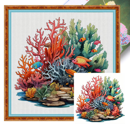 Coral - 14CT Stamped Cross Stitch 40*40CM