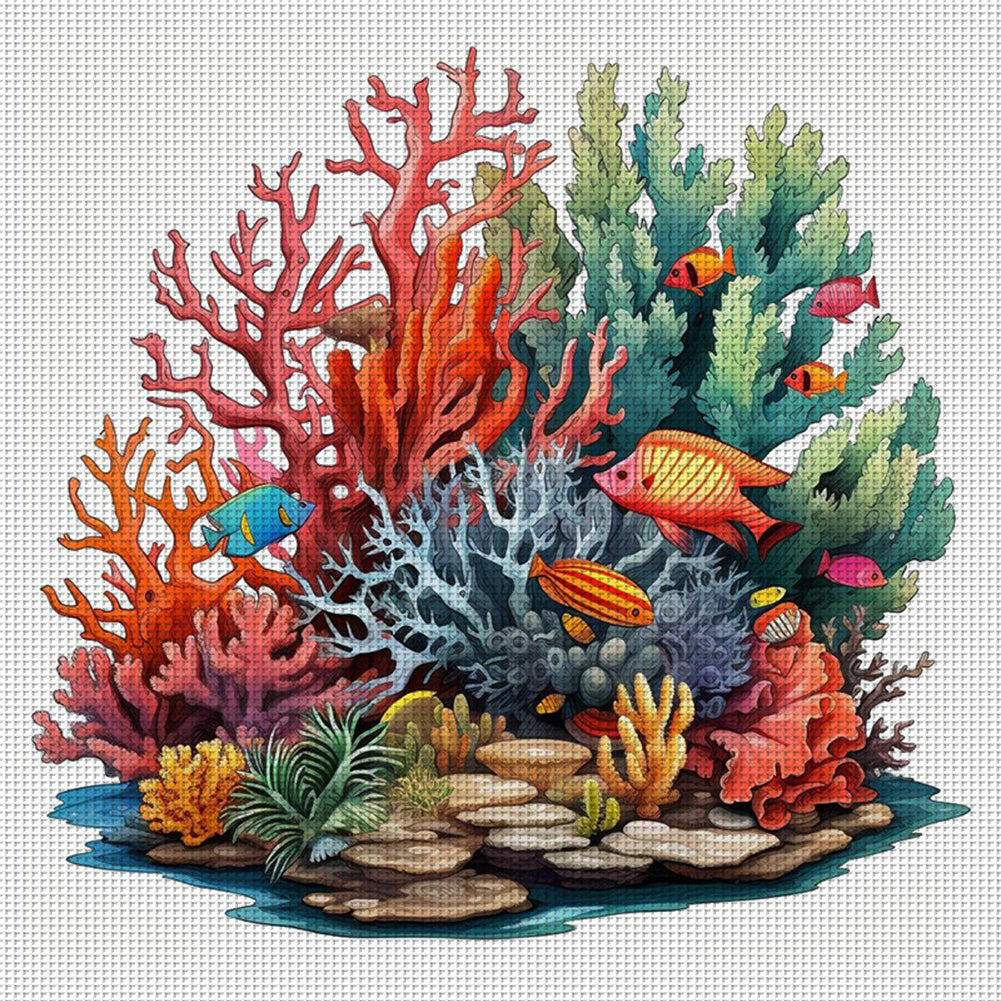 Coral - 14CT Stamped Cross Stitch 40*40CM