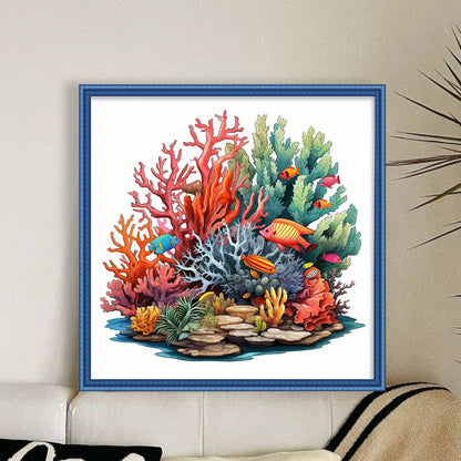 Coral - 14CT Stamped Cross Stitch 40*40CM