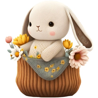 Rabbit In Basket - 18CT Stamped Cross Stitch 30*30CM