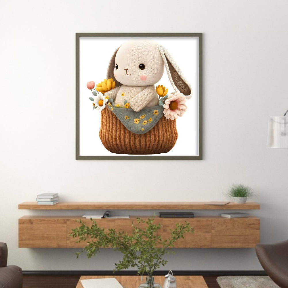 Rabbit In Basket - 18CT Stamped Cross Stitch 30*30CM