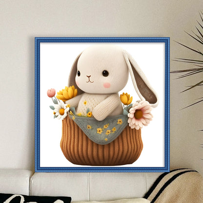 Rabbit In Basket - 18CT Stamped Cross Stitch 30*30CM