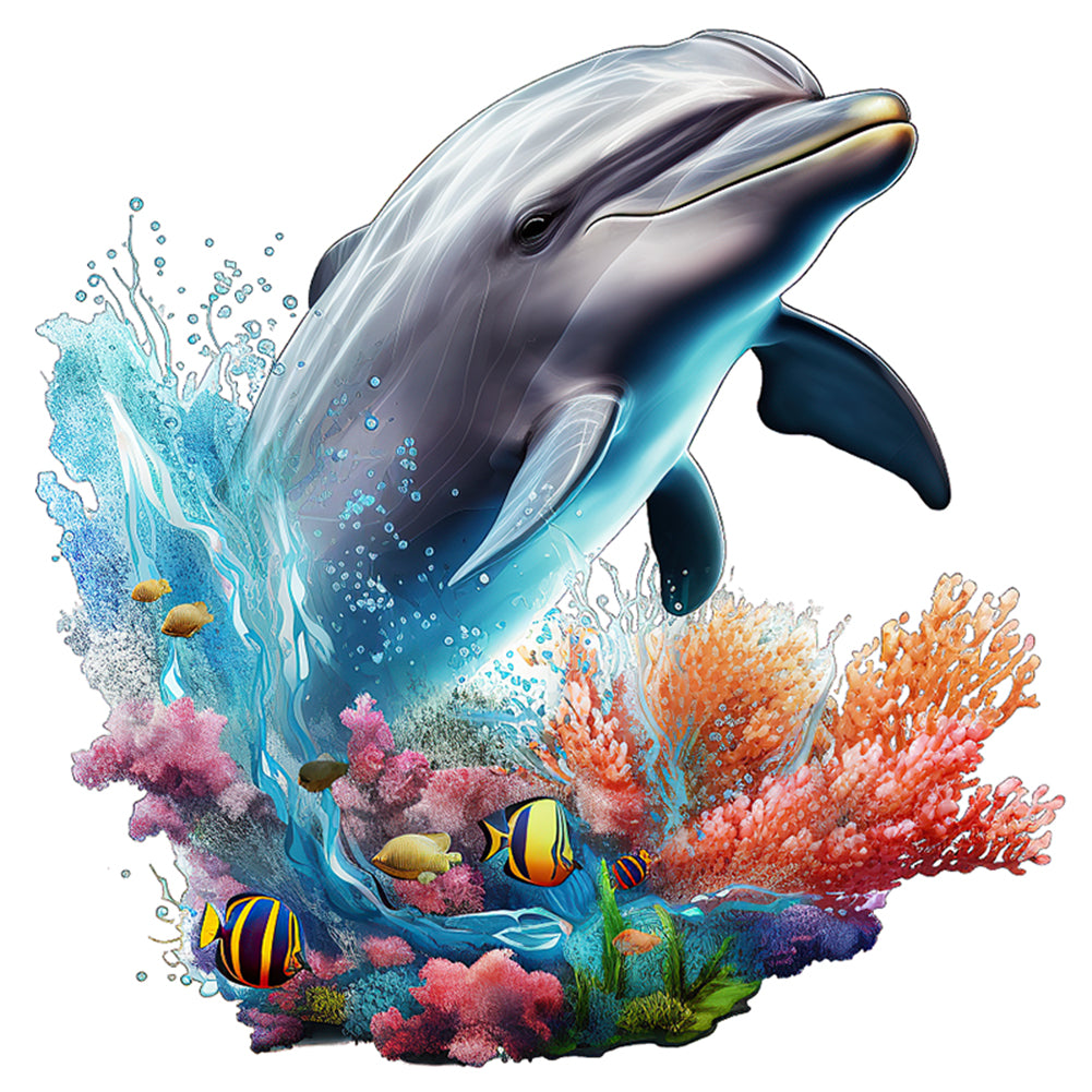 Dolphin - 14CT Stamped Cross Stitch 40*40CM