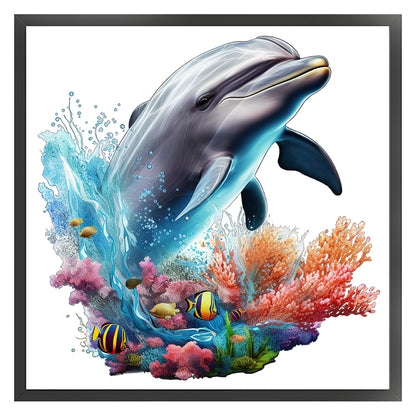 Dolphin - 14CT Stamped Cross Stitch 40*40CM