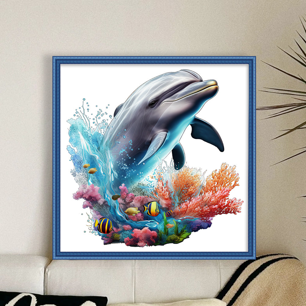 Dolphin - 14CT Stamped Cross Stitch 40*40CM