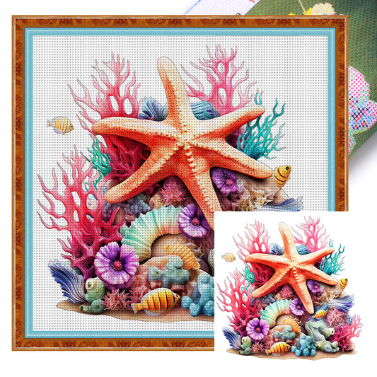 Starfish - 14CT Stamped Cross Stitch 40*40CM