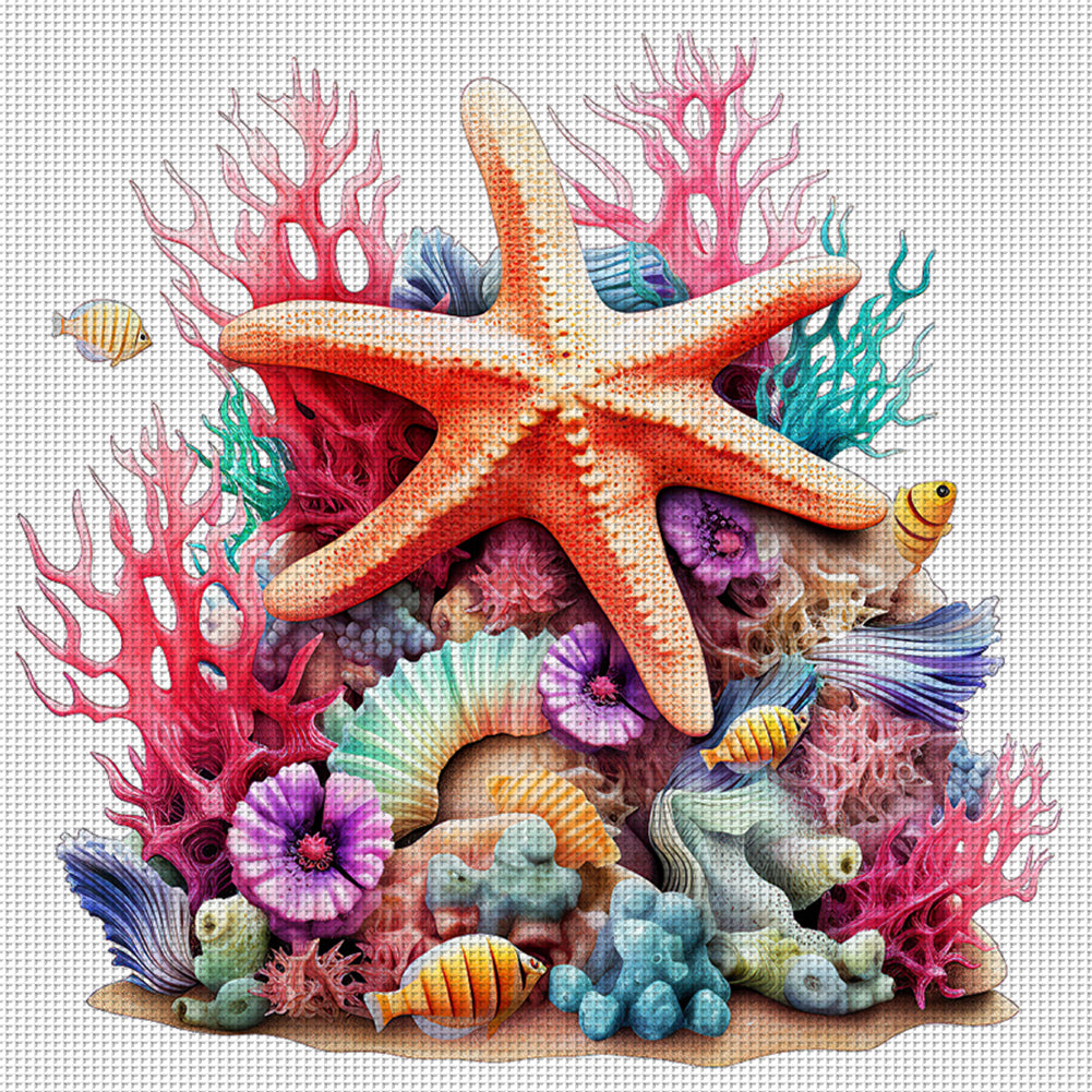 Starfish - 14CT Stamped Cross Stitch 40*40CM