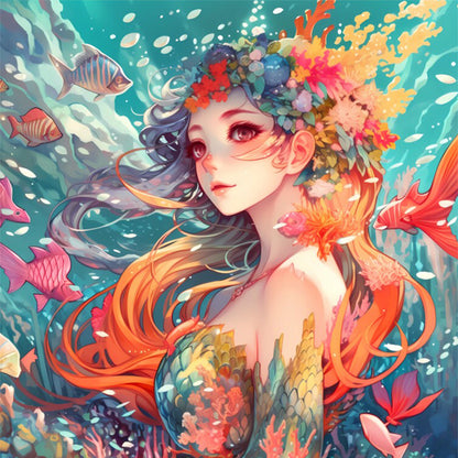 Fish Girl - 14CT Stamped Cross Stitch 50*50CM