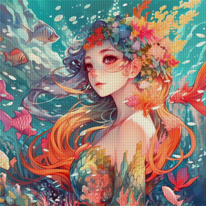 Fish Girl - 14CT Stamped Cross Stitch 50*50CM