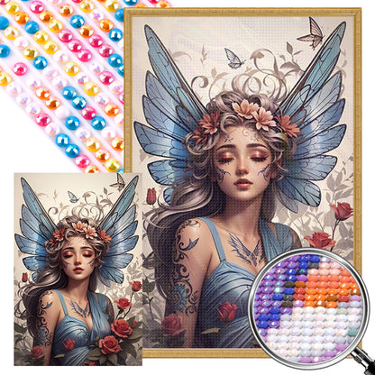 Butterfly Girl - Full AB Round Drill Diamond Painting 40*60CM