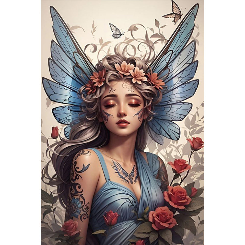 Butterfly Girl - Full AB Round Drill Diamond Painting 40*60CM